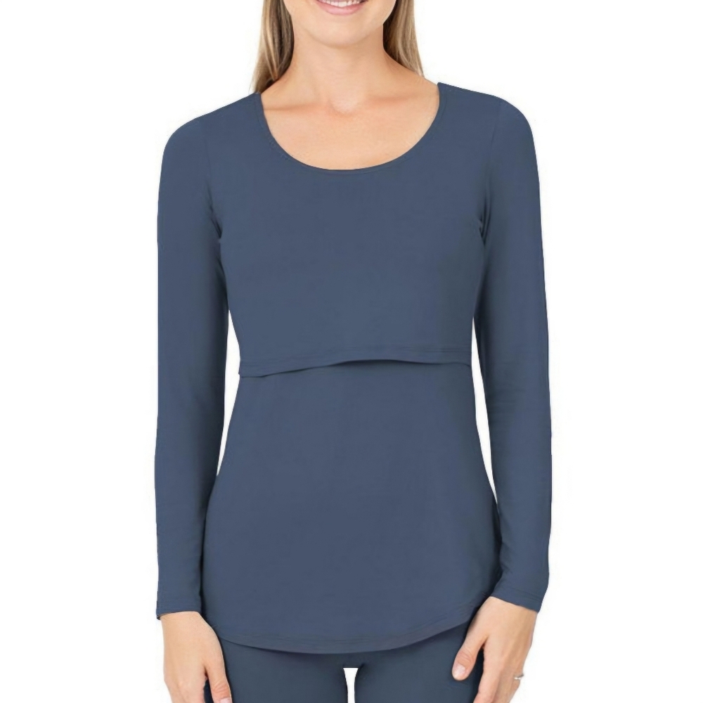Kindred Bravely Long Sleeve Nursing Top in Slate Blue